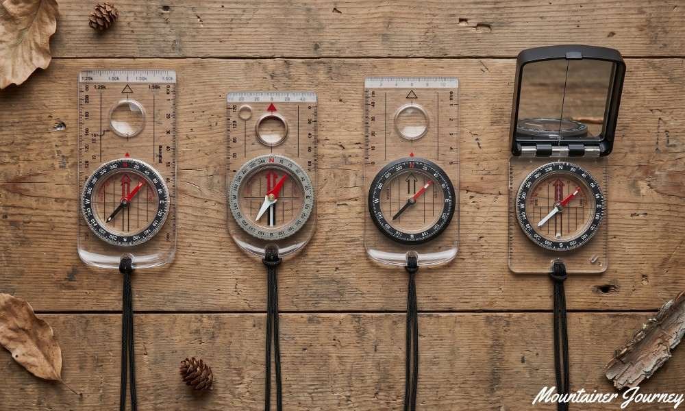 Baseplate hiking compass used for map and trail navigation