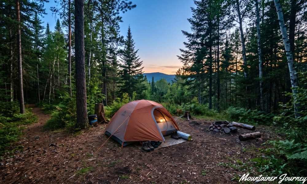 Backpacking tent set up for an overnight Appalachian Trail hike