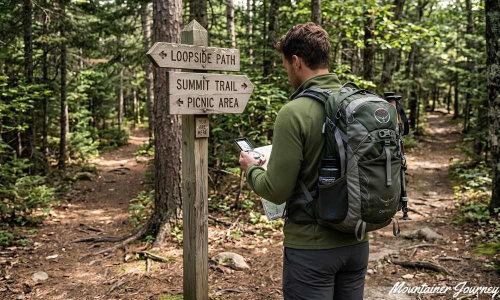 Physical baseplate compass carried as a hiking navigation backup